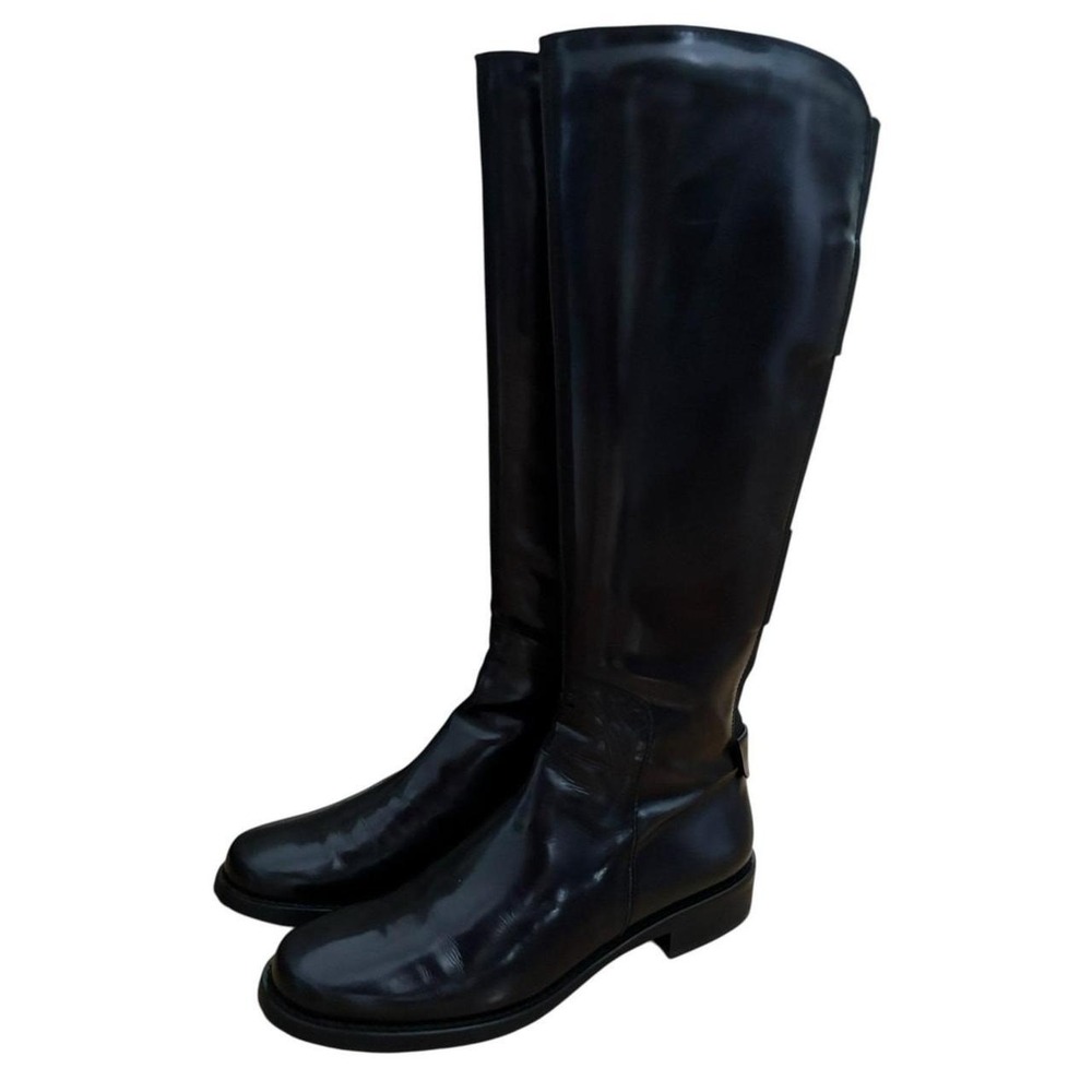 Aquitalia Italy Leather Riding Boots Black Size 8 Old Money Equestrian